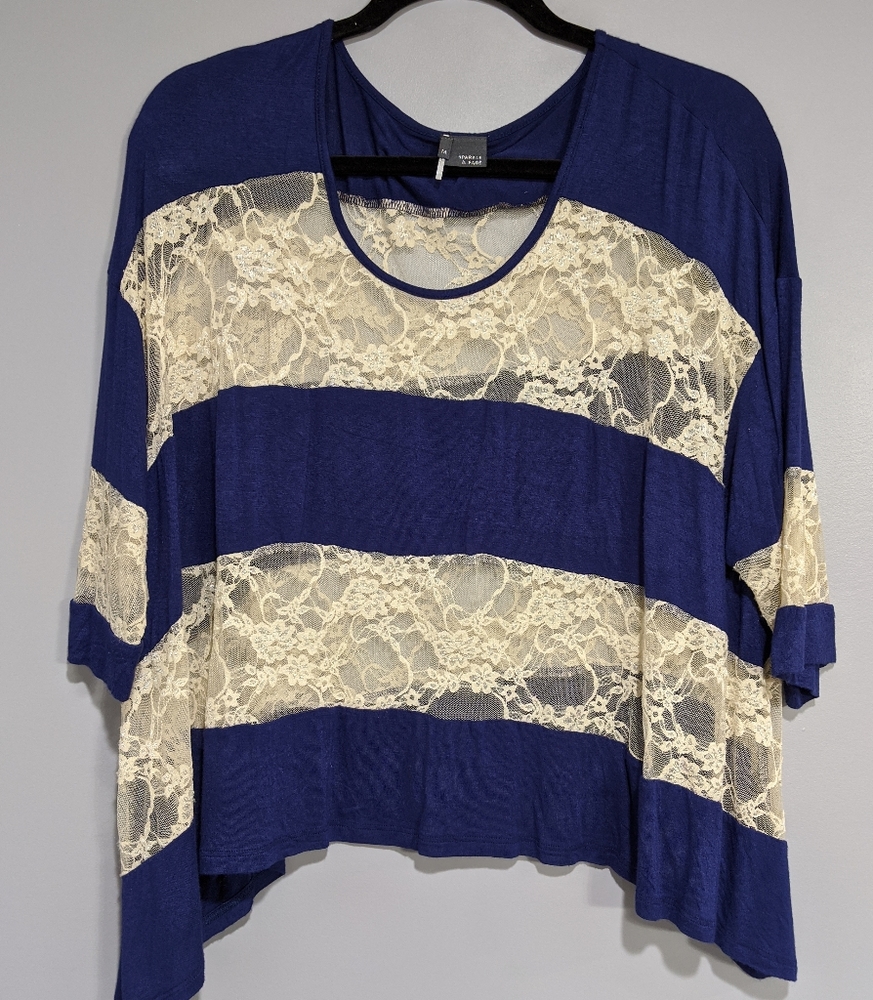 Urban outfitters sparkle & fade lace striped top